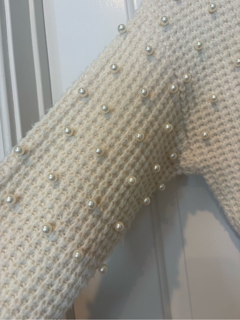 GUC- Altar’d State Cream Pearl-Embellished Women's Sweater, S - Picture 4 of 10